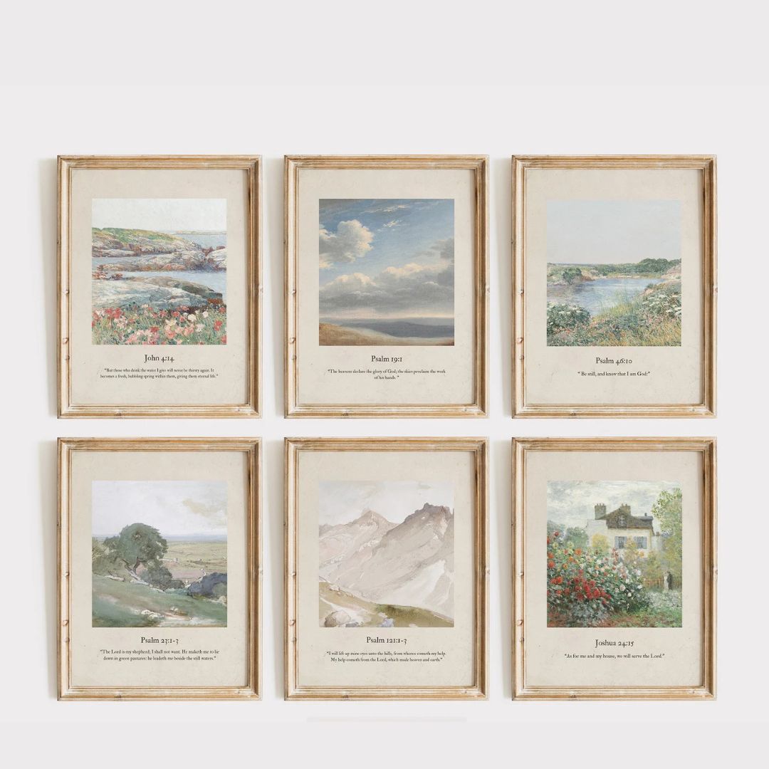 Christian Scripture Wall Art Set of 6 – Psalm 23, John 4 & 24 Printables