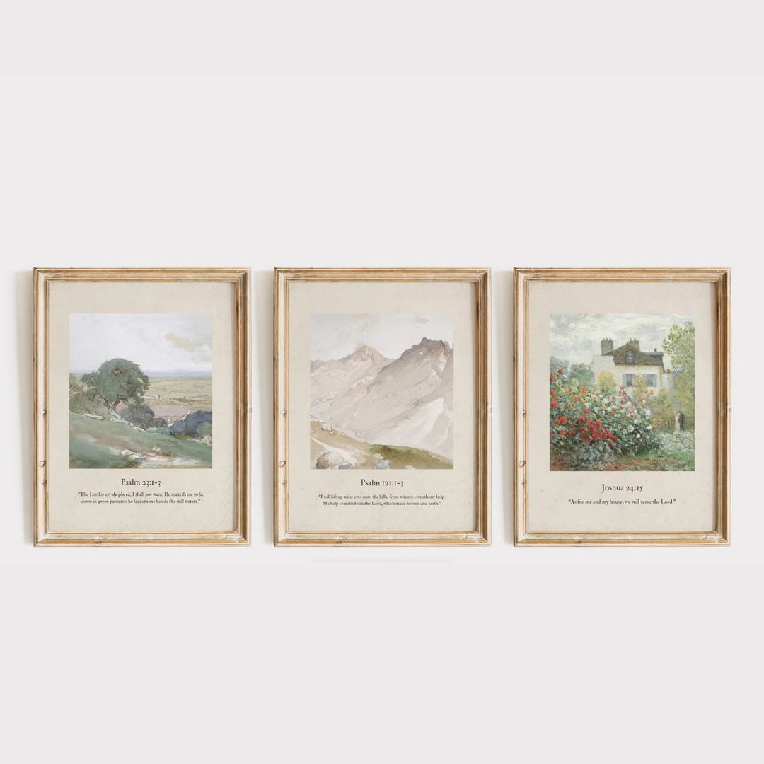 Christian Scripture Wall Art Set of 6 – Psalm 23, John 4 & 24 Printables
