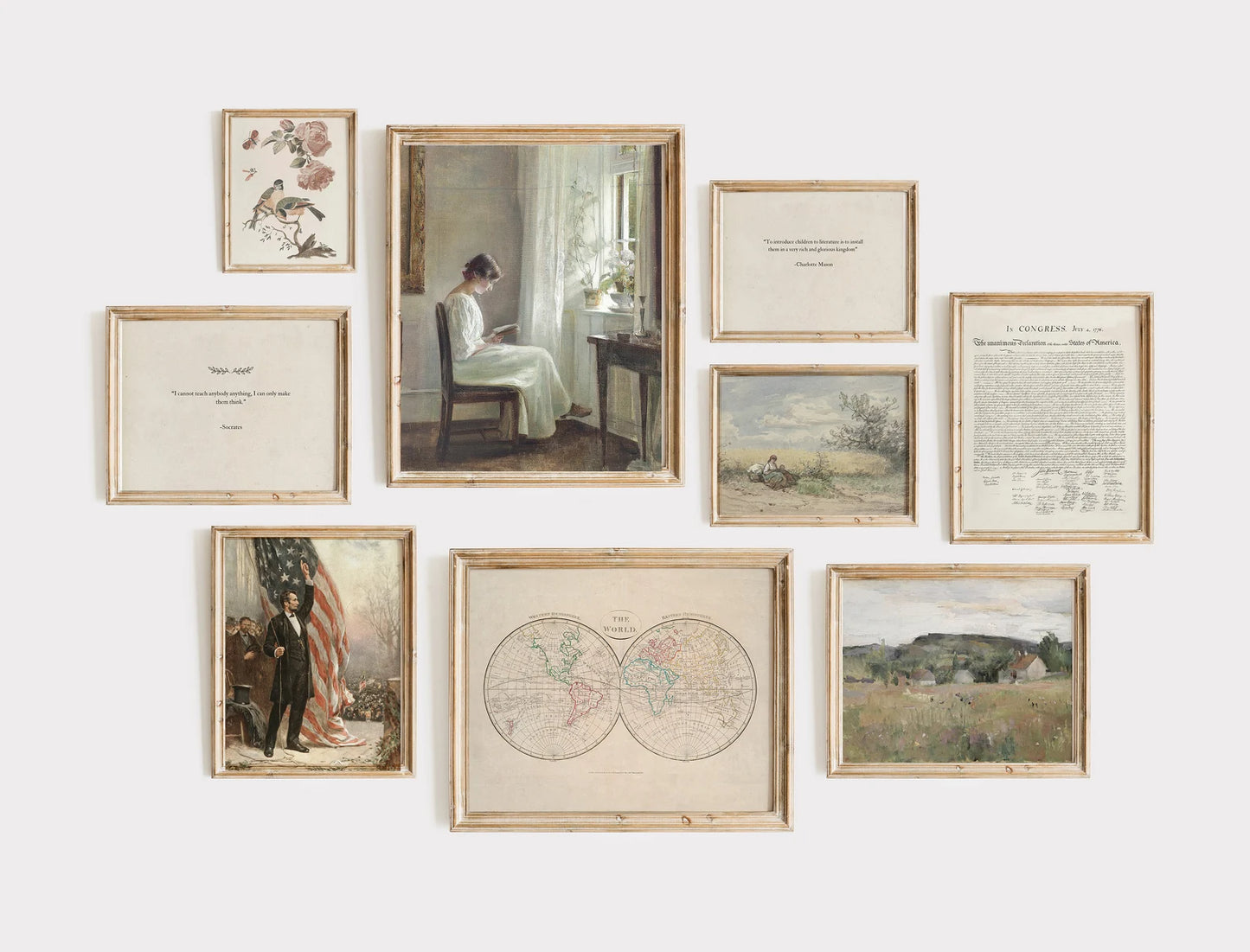 Vintage USA Wall Art – Homeschool Gallery of 9 Printable Signs