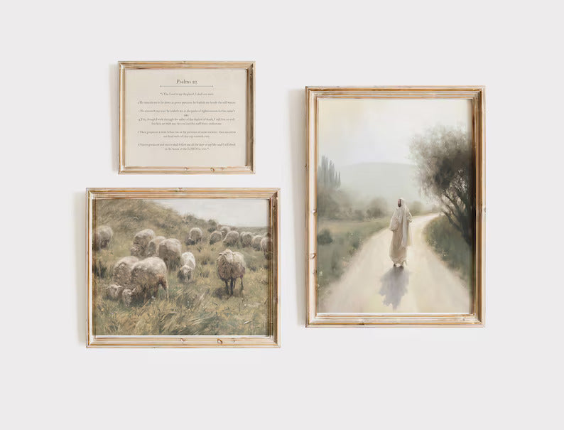Christian Scripture Print Set of 9 – Psalm 23, John 3:16, Genesis 1:1 (Digital Download)