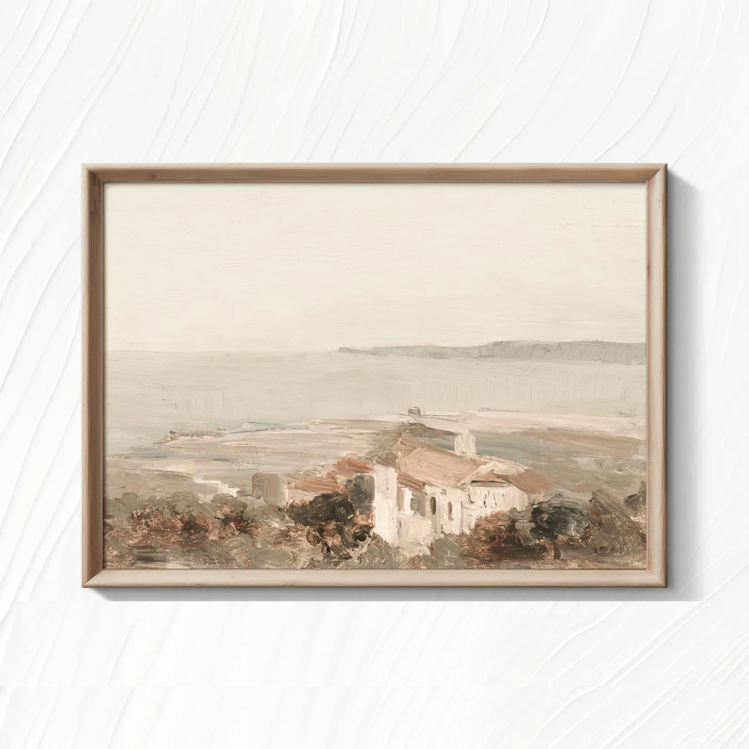 Vintage Coastal Landscape Print – Neutral Seascape Wall Art Download