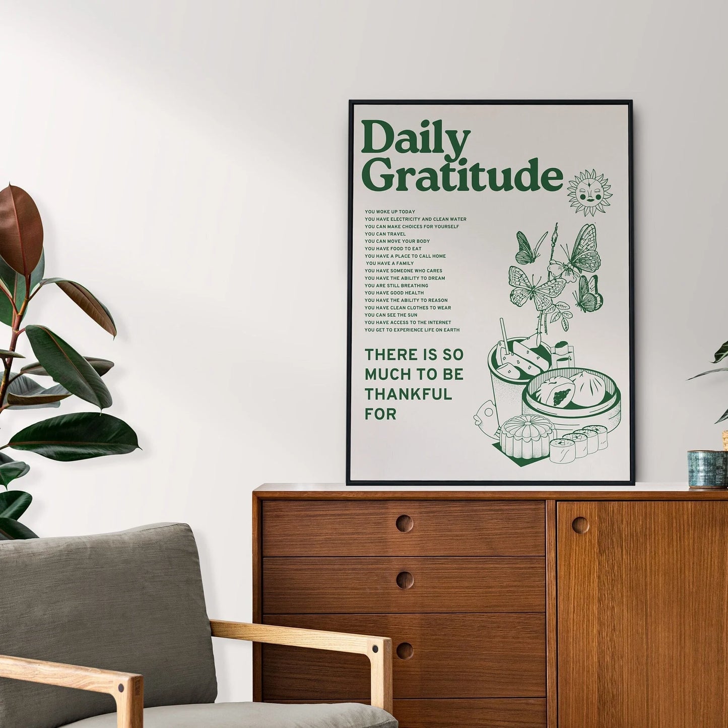 Green Retro Quote Print – Large Wall Art Digital Download