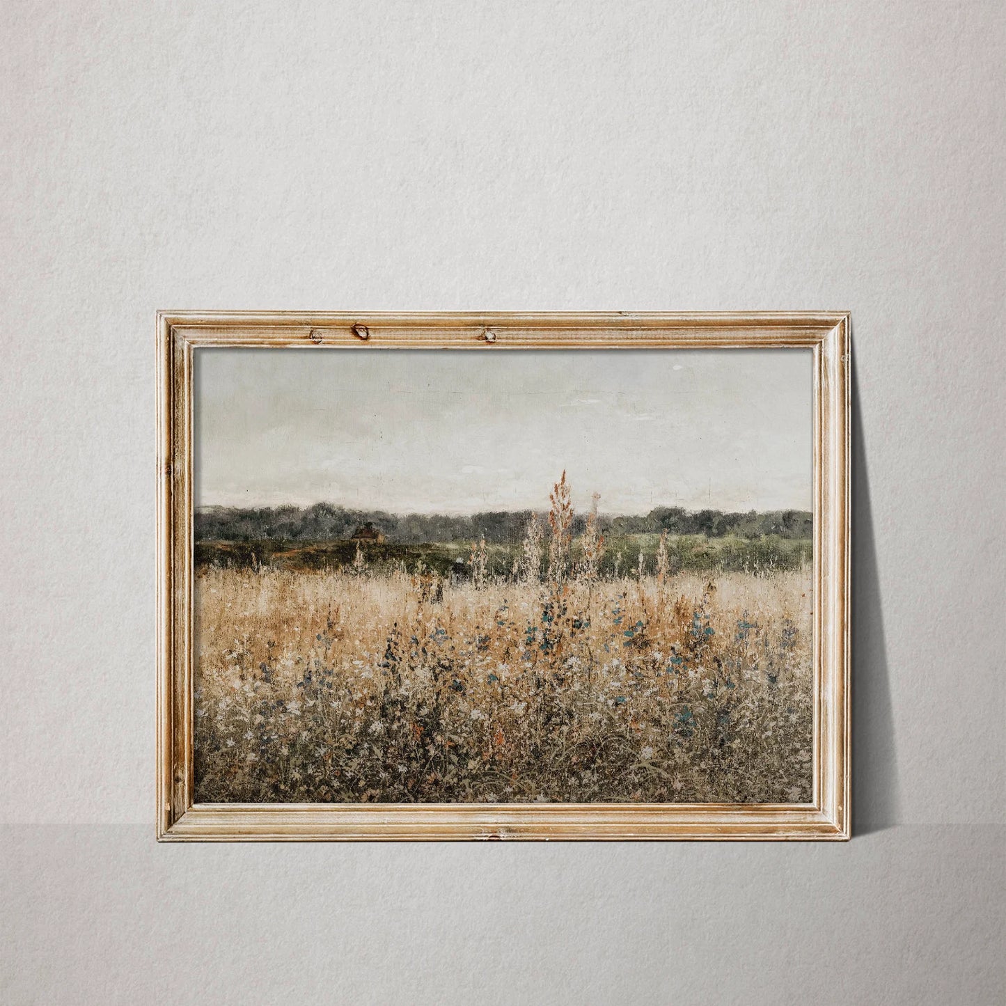 Printable Wildflower Field Oil Painting – Vintage Landscape Art Download