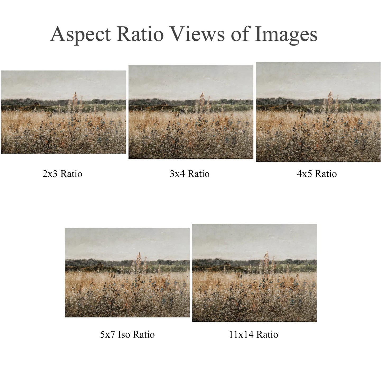 Printable Wildflower Field Oil Painting – Vintage Landscape Art Download
