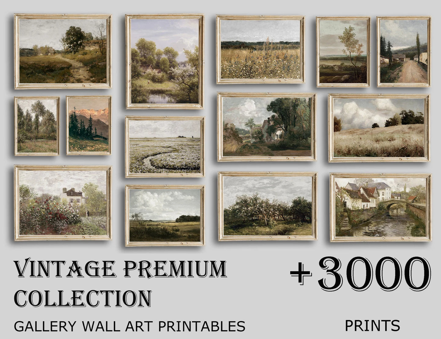 Vintage Country Landscape Print Bundle – 3000 Antique Farmhouse & Nature Downloads