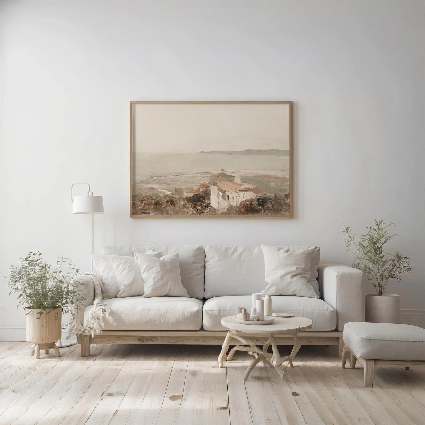 Vintage Coastal Landscape Print – Neutral Seascape Wall Art Download