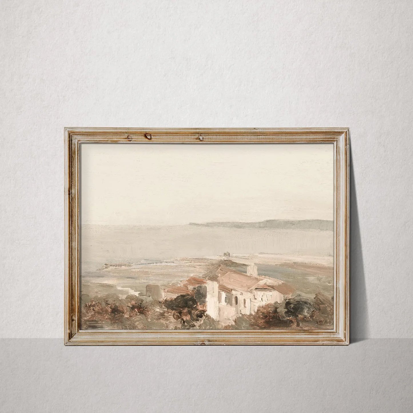 Vintage Coastal Landscape Print – Neutral Seascape Wall Art Download
