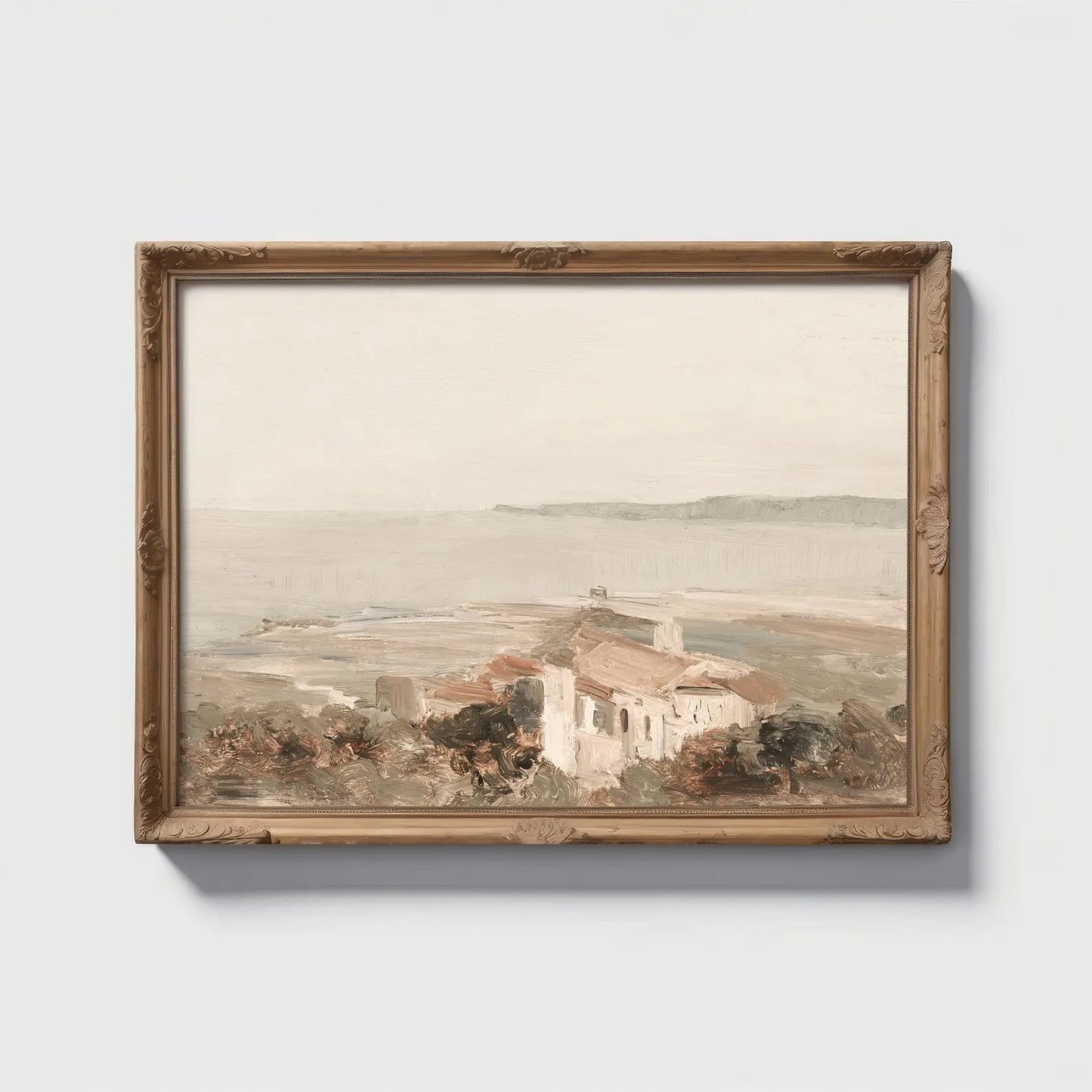 Vintage Coastal Landscape Print – Neutral Seascape Wall Art Download